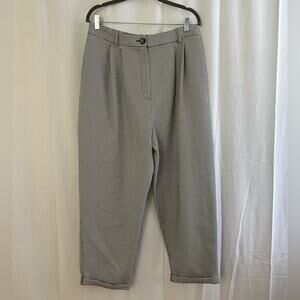 Topshop High Waisted Black and White Houndstooth Cuffed Trousers Pants Size 10